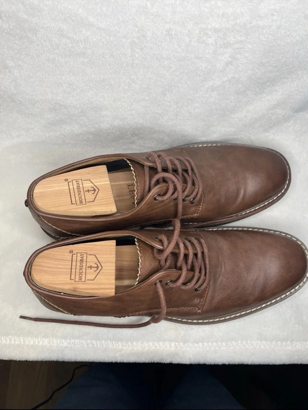GUESS Men’s‎ Brown Leather Derby Shoes Size 8 Lace Up Casual Dress Shoes